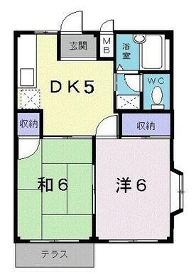 エルディムすずき(2DK/2階)の間取り写真