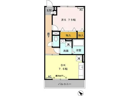 BLANC VILLAGE A(1DK/2階)の間取り写真