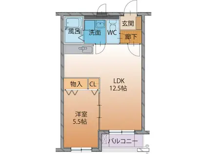 ハートフルサンライズ(1LDK/3階)の間取り写真