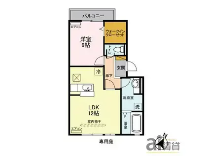 クローカスNIIZAA(1LDK/1階)の間取り写真