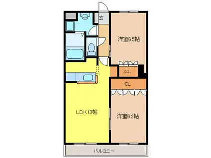 ラ・ウィンクル(2LDK/1階)の間取り写真
