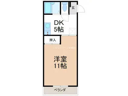 エブリワン西棟(1DK/1階)の間取り写真