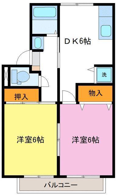 フォーレストハウスB(2DK/1階)の間取り写真