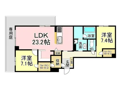 グランカルム足立(2LDK/1階)の間取り写真