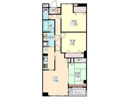 MKマンション 矢作台パレス(3LDK/1階)の間取り写真