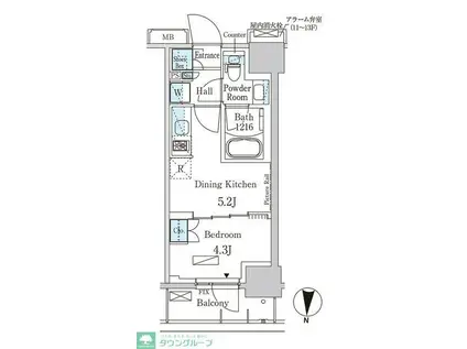 パークアクシス両国スクエア(1DK/4階)の間取り写真