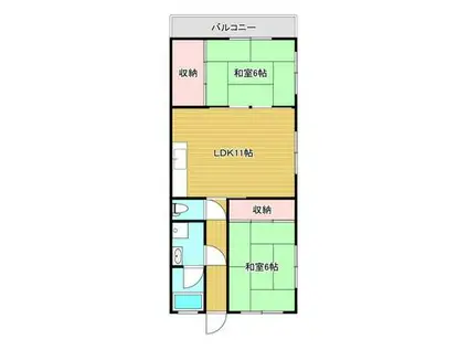 ハイツわかなII (2LDK/2階)の間取り写真