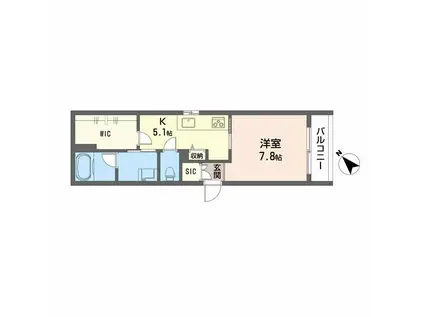 シャーメゾンアルバスII(1K/2階)の間取り写真