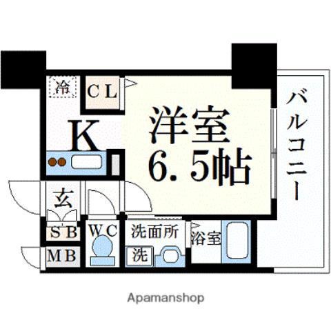 ララプレイス ザ・京橋ステラ(1K/6階)の間取り写真