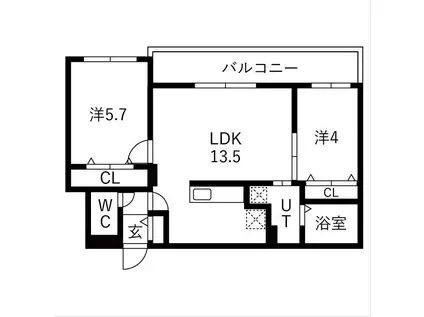 REN FAULT白石 (2LDK/3階)の間取り写真