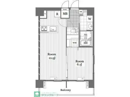 ヴィアシテラ赤坂(1LDK/8階)の間取り写真