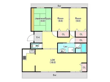 テラスレジデンス伊奈平(3LDK/3階)の間取り写真