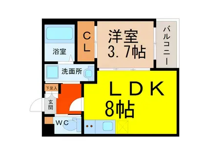 ハーモニーテラス旗屋(1LDK/3階)の間取り写真