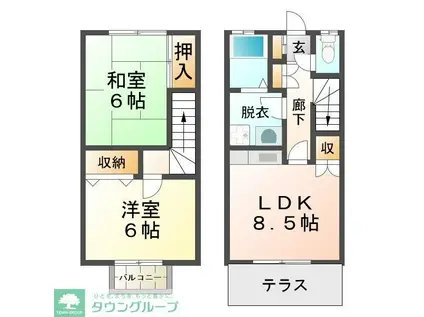 ベルヴィラ小平(2LDK/1階)の間取り写真