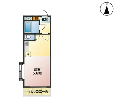 アンカーヒア調布(ワンルーム/1階)の間取り写真