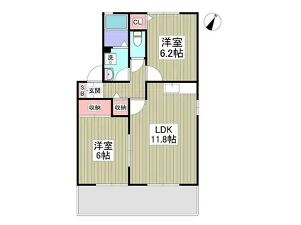 メゾンH&M 1番館(2LDK/1階)の間取り写真