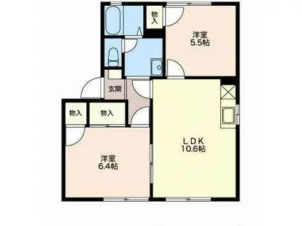 フレグランス天野C(2LDK/1階)の間取り写真