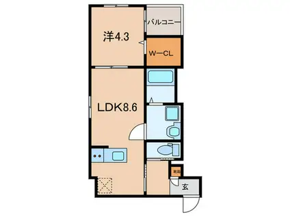 CRECIA一宮III(1LDK/2階)の間取り写真