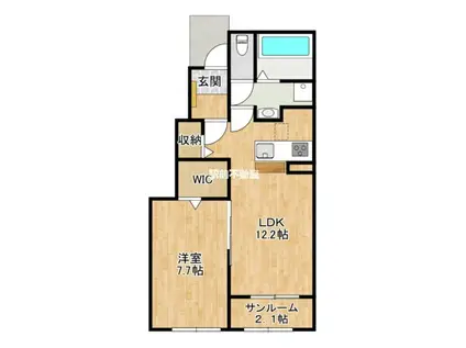 VILLA PIACE IV(1LDK/1階)の間取り写真