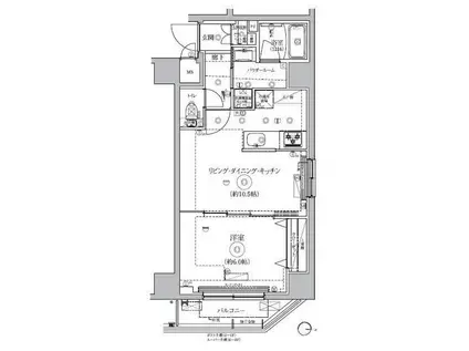 RELUXIA両国緑4丁目(1LDK/4階)の間取り写真