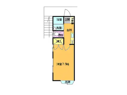 エスポワールB-12(1K/2階)の間取り写真
