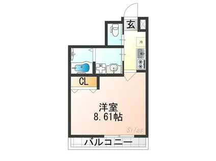 フラッティ西京極(1K/4階)の間取り写真