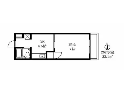 セレス目黒(1DK/2階)の間取り写真