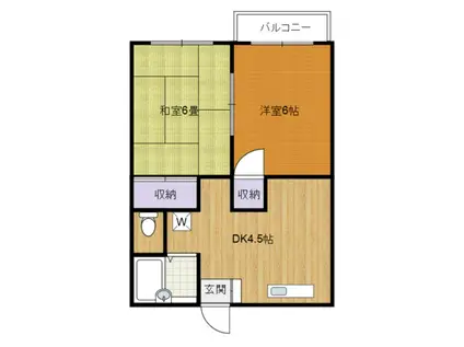 サンシャイン旭ヶ丘 A棟(2DK/2階)の間取り写真