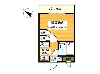 KOYO港南台レジデンス(1K/2階)の間取り写真