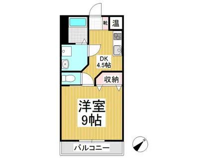 タクビル2(1DK/4階)の間取り写真