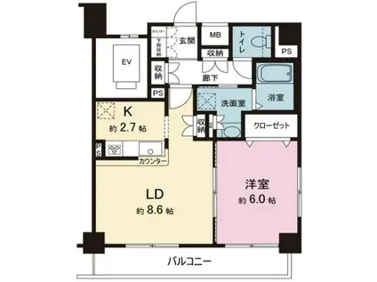 ル・リオン上野ステーションコート(1LDK/3階)の間取り写真