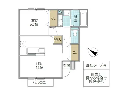 LESPOIR(1LDK/1階)の間取り写真