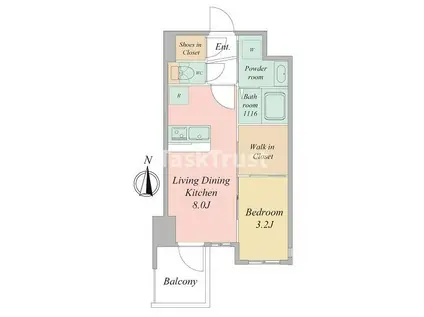 セレ二テ東梅田アリエ(1LDK/2階)の間取り写真