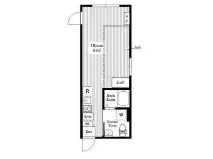 AIR TOWER NISHIAZABU(ワンルーム/2階)の間取り写真