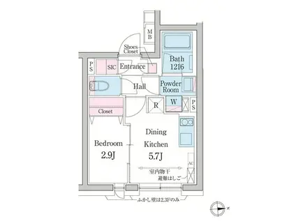 デュオメゾン渋谷(1DK/2階)の間取り写真