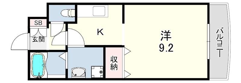 ハイトピア神戸北2(1K/3階)の間取り写真