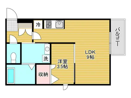 ONEL江波東(1LDK/2階)の間取り写真