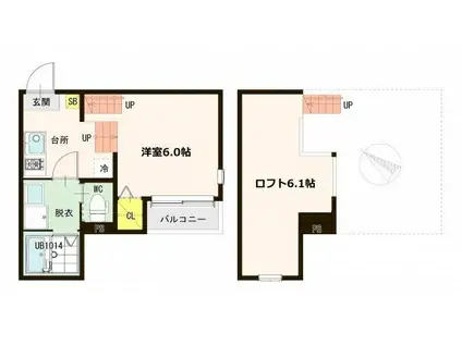 VIVRE平成(1K/1階)の間取り写真