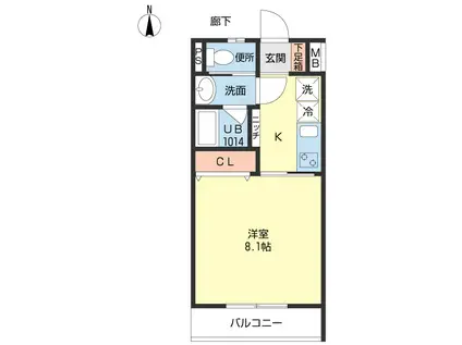 アルーカスFH(1K/2階)の間取り写真