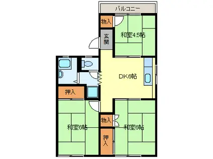 フジハイツ(3DK/1階)の間取り写真