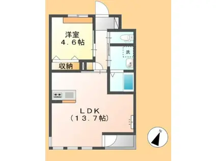 フローラふじみ野(1LDK/2階)の間取り写真