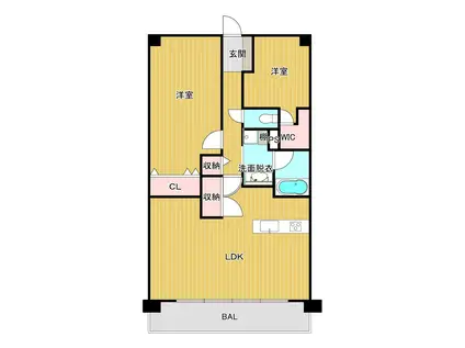 レーベン宮崎ONE TOWER(2LDK/15階)の間取り写真