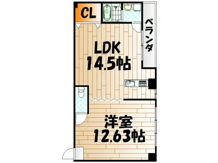 三萩野ビル(1LDK/3階)の間取り写真
