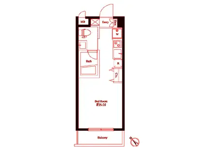 エフパークレジデンス妙蓮寺(ワンルーム/2階)の間取り写真