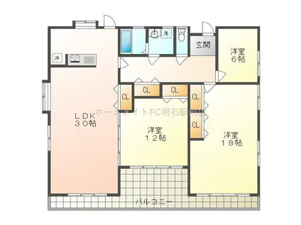 コーポワタナベ(3LDK/3階)の間取り写真