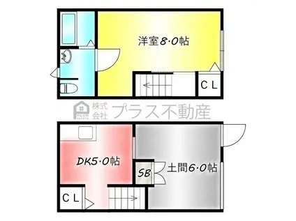 CROSS A棟(1LDK/1階)の間取り写真