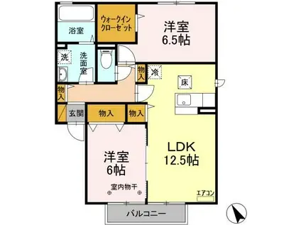 サンク・ルナC(2LDK/1階)の間取り写真