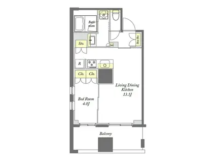 プライムメゾン横浜ウエスト(1LDK/13階)の間取り写真