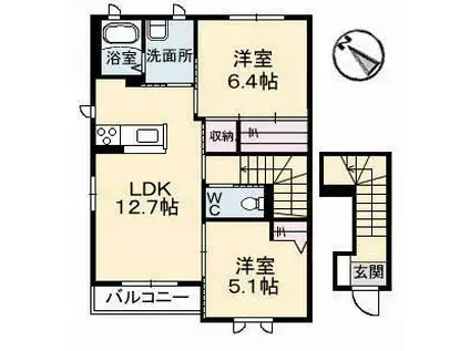 エテルグリーア A棟(2LDK/2階)の間取り写真