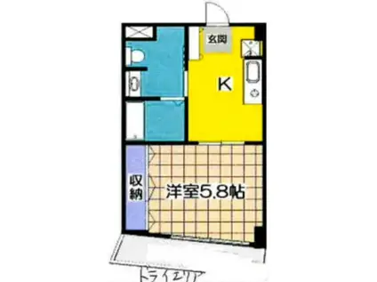 ガーデンテラス(1K/1階)の間取り写真